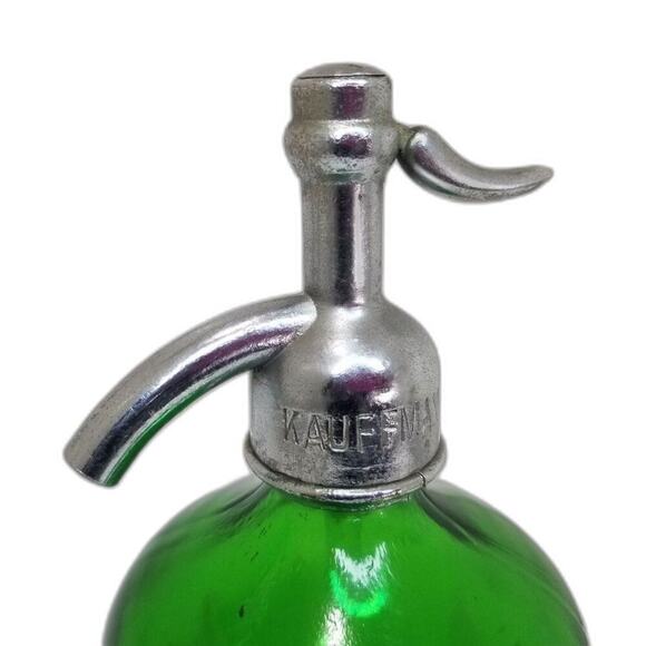 Antique Chrome Green Kauffman Beverage Co Soda Spray Seltzer Siphon Bottle 1900s - Picture 6 of 9